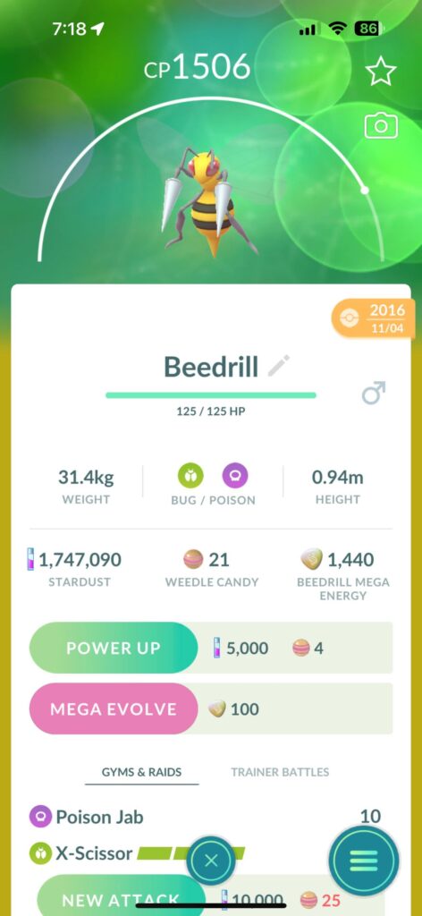 Why do I only get Beedrill mega energy