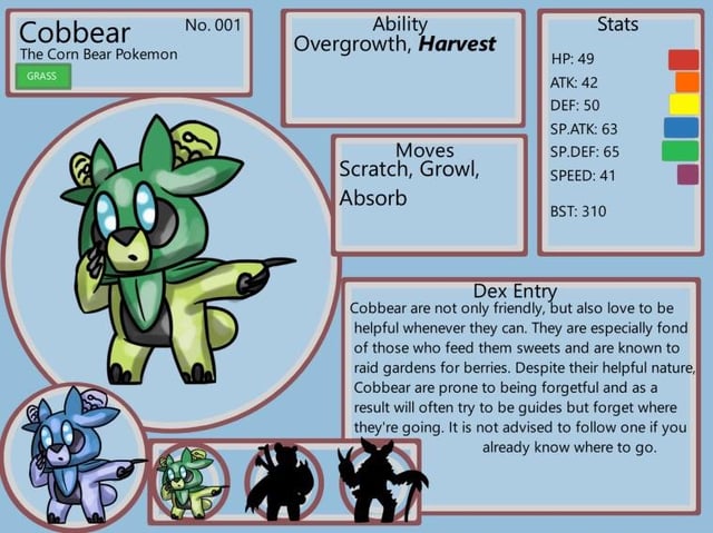 My Fakemon Starters! Cobbear, Lepup and Necteensy!