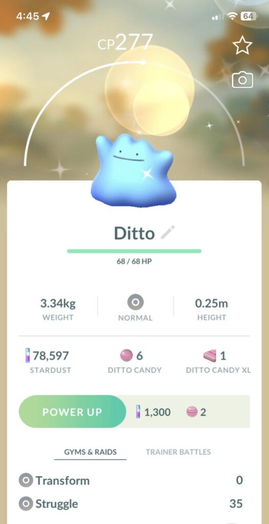 I caught my first ever Ditto this morning after playing off and on since release. Then I followed that up with this.