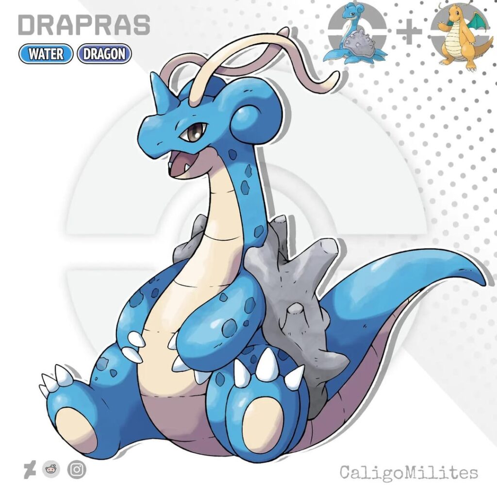 Fusion Lapras and Dragonite pokemon fakemon