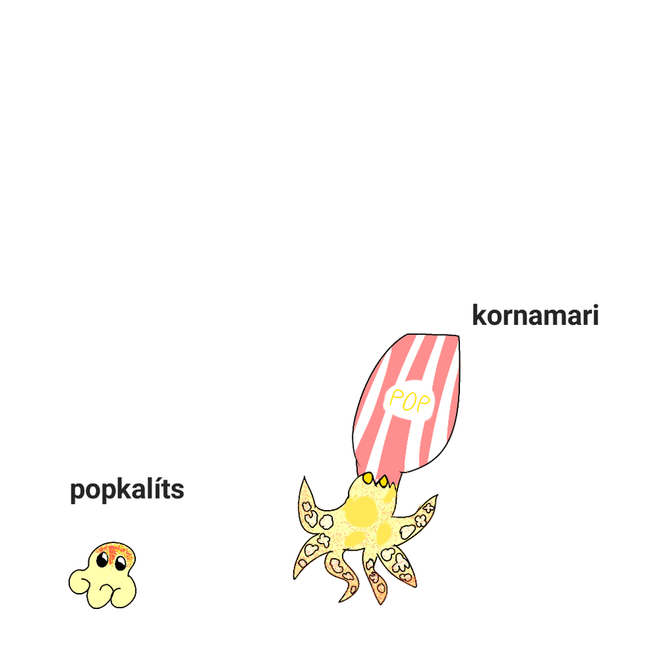 My popcorn cuddlefish and squid pokemon (sorry for the low quality)