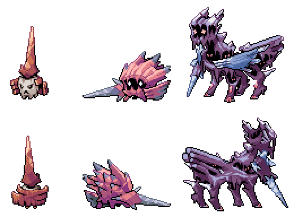 Pagespar, Quartzquire, & Stalaknight - cavern Fakemon that ARE the cave