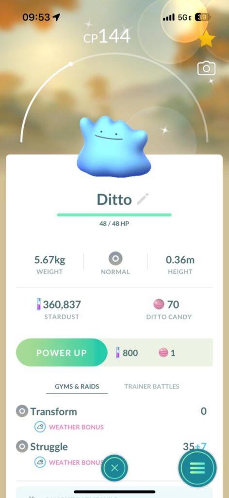 Shiny Ditto from Non Shiny Bidoof