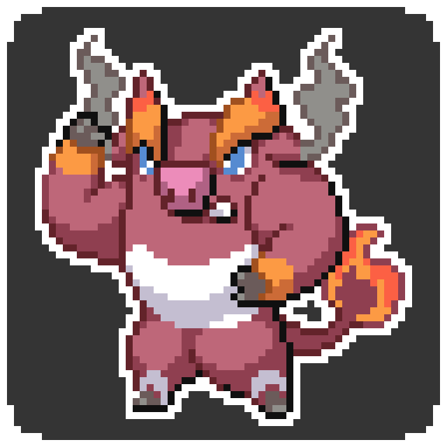 Name this first stage bull fakemon fire starter I made