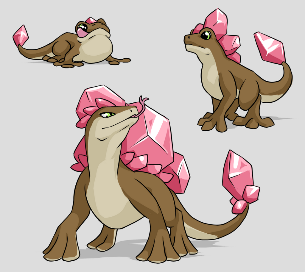 Grocko, Rubecko and Drabuncle - the Ruby Dragon Pokémon