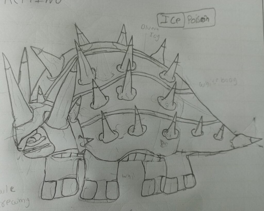 name the beast ice poison rhino pokemon concept sketch(inspired by nuclear winter)