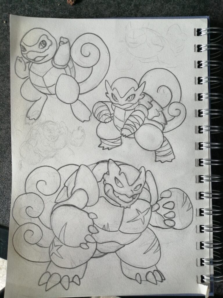 Part 3 of mu redesigs. Squirtle evolution line. Yes, is water/fight.