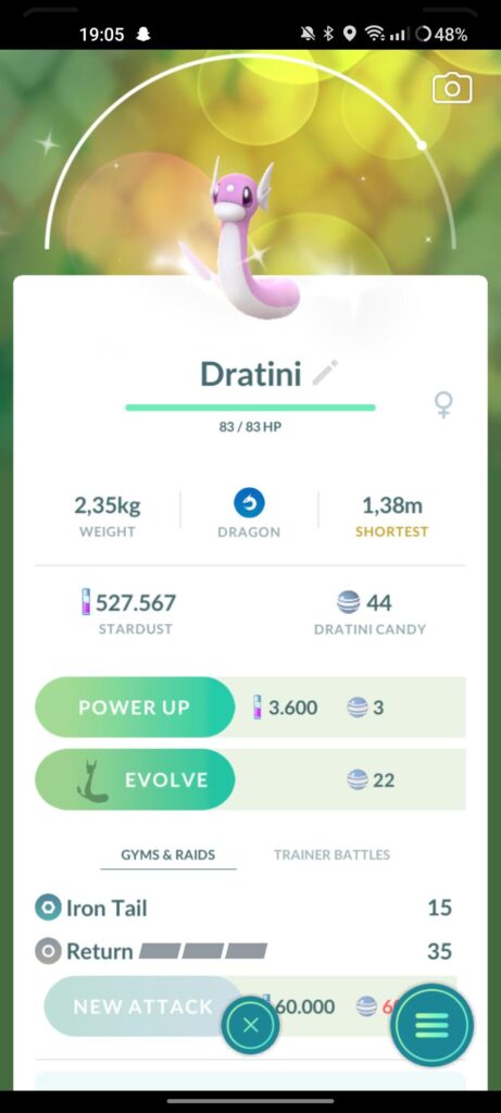 Yay! I caught a shiny Dratini!