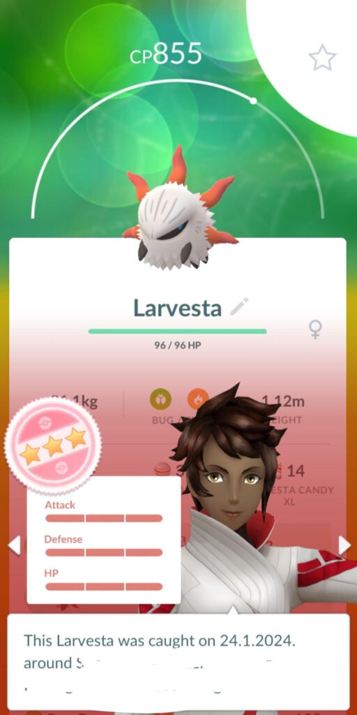 The first Larvesta I hatch after finally getting 400 candy and evolving one into Volcarona