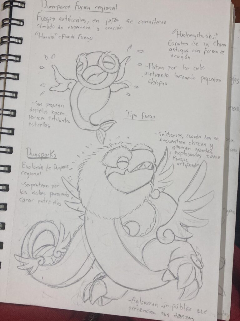 Regional form for Dunsparce and evolution Dunsparks sketches