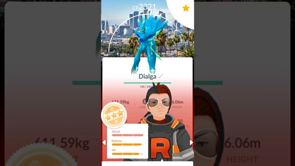 Maxed out LeveL 50 SHINY ORIGIN DIALGA in Pokemon GO.