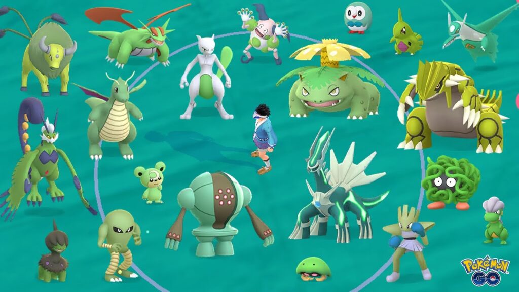 Compilation of Trainer Catching Green Shiny Pokemon in Pokemon GO!