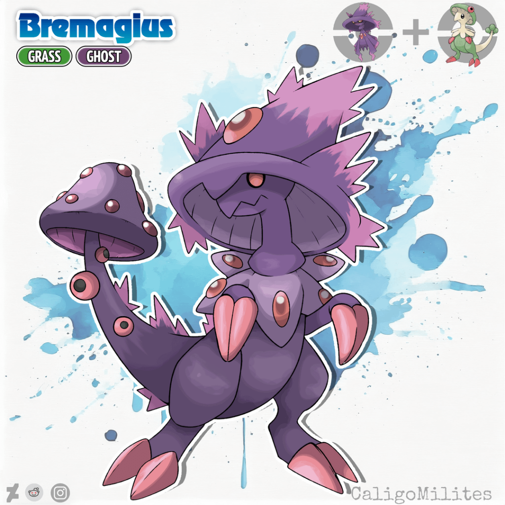 Fusion Mismagius and Breloom - Bremagius - Pokemon Fakemon