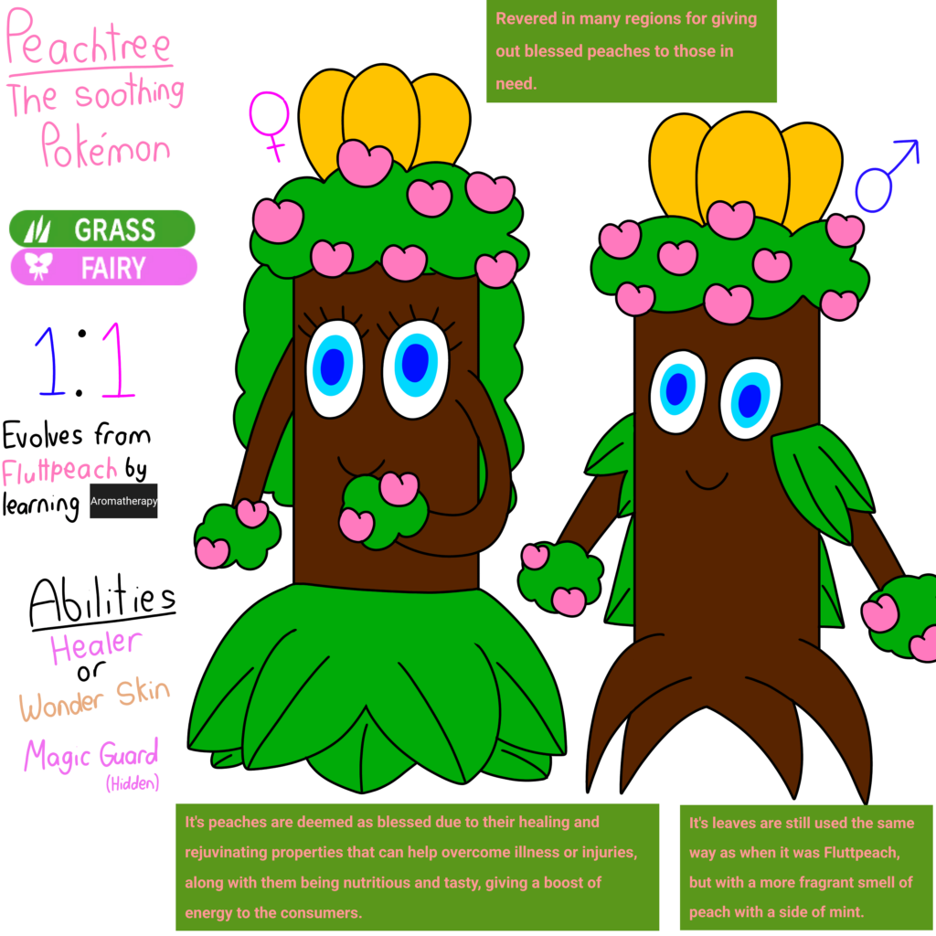 Polysula Pokémon 019 - Peachtree, the soothing Pokémon.