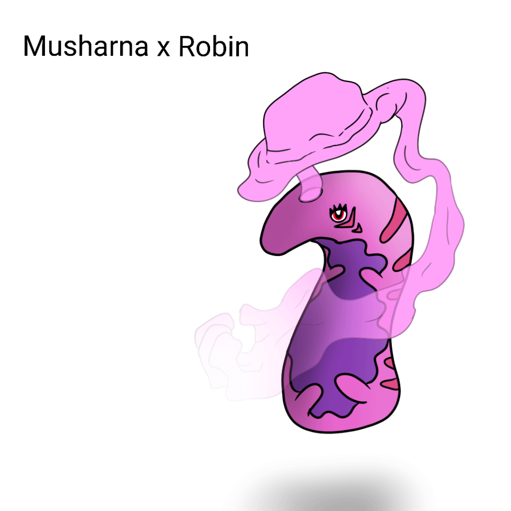 Nico Robin x Musharna Evo (both randomly chosen using a generator)