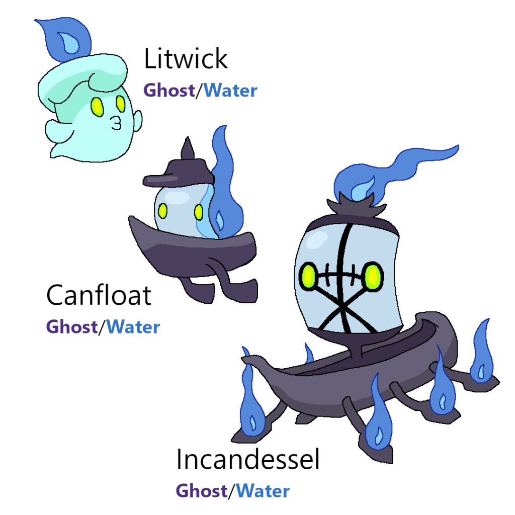 A regional variant Litwick + new evolutions based on candle-powered toy boats and ghost ships!