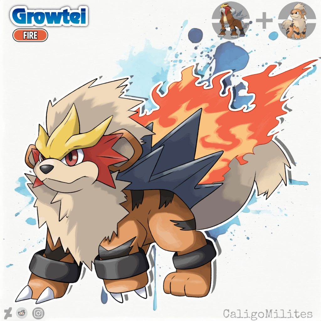 Fusion Growlithe and Entei Pokemon Fakemon