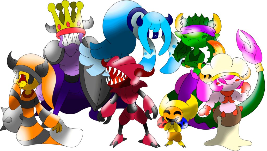 I created a group of pokemon like UB and Paradox Pokemon based on the seven deadly sins and emotions representing a color of the rainbow for now Im calling them cursed or punished Pokemon Toughts