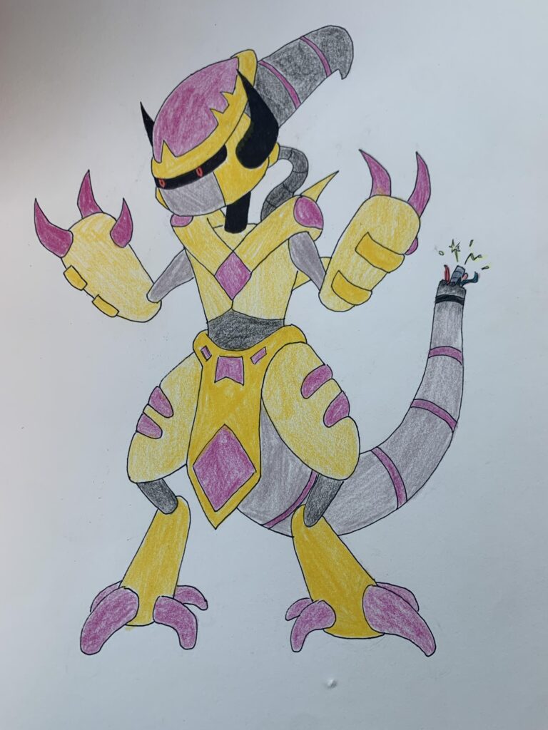 Iron Cortex, a Psychic/Ice type Paradox form of Mewtwo. I based it off of 2nd, 3rd and Golden Frieza.