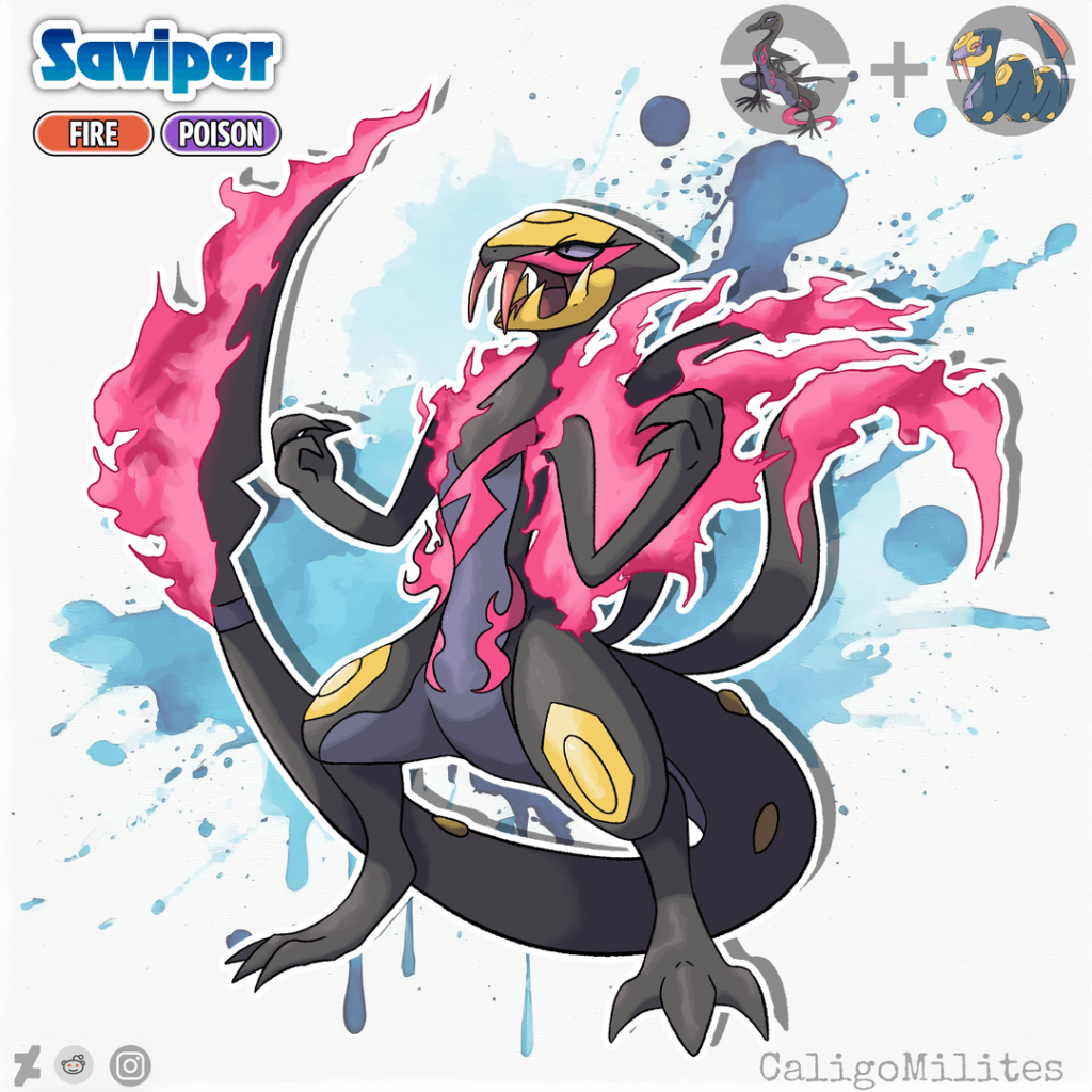 Pokemon Fusion Salazzle and Seviper - Fakemon