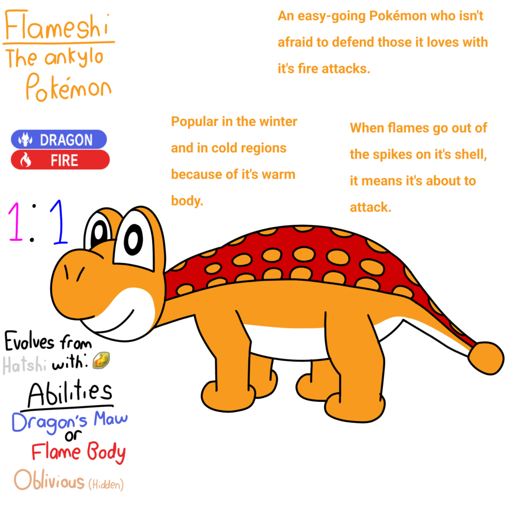 Polysula Pokémon 023 - Flameshi, the ankylo Pokémon.