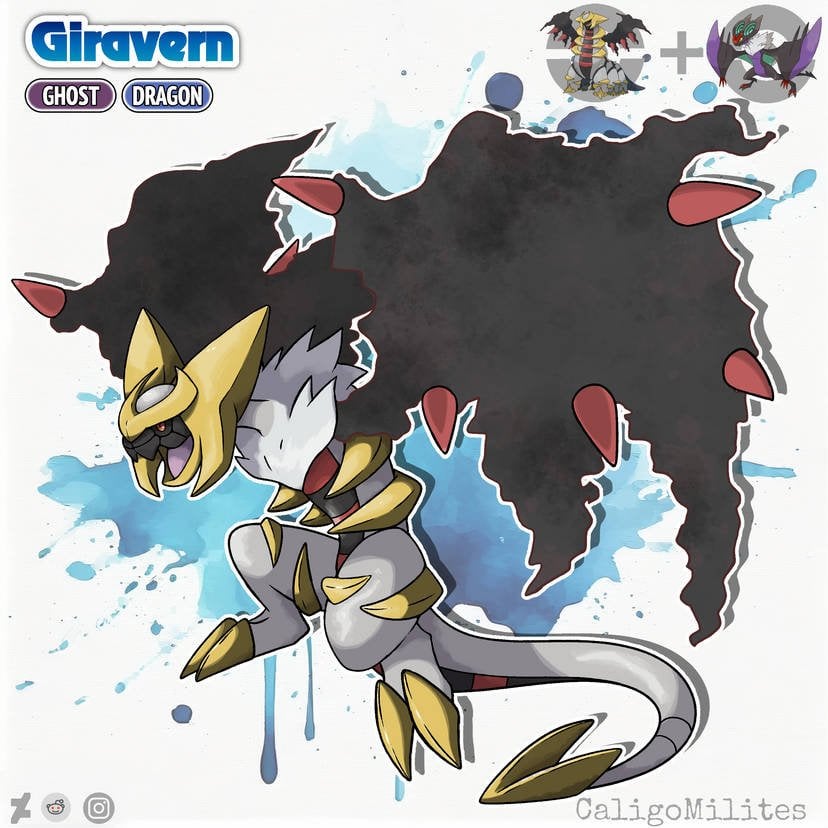 Fusion Giratina and Noivern - Giravern - Pokemon Fakemon