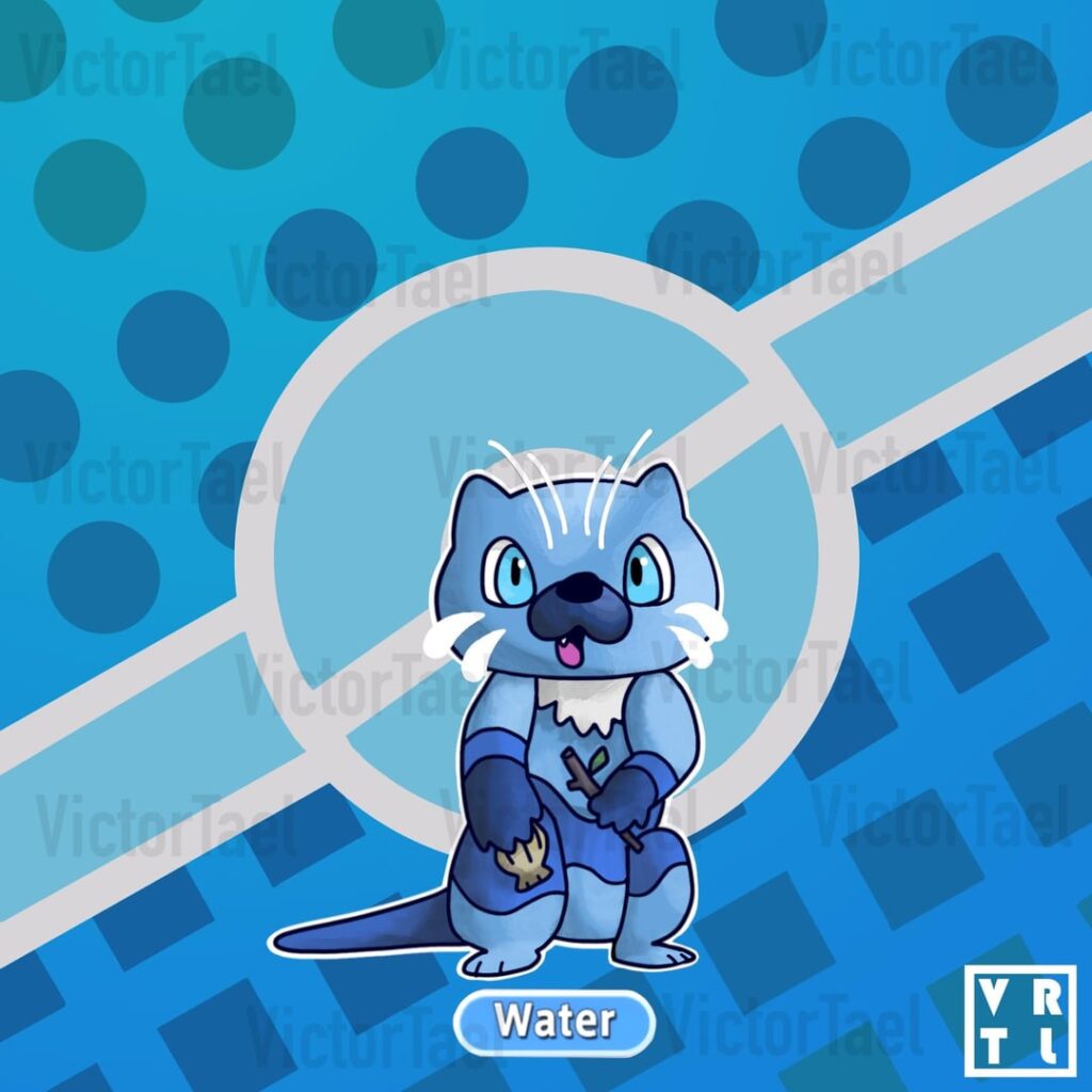007. Lutrio_ Water starter (Spain inspired FKMN) Swipe to see her infodex and evolution line! ➡️