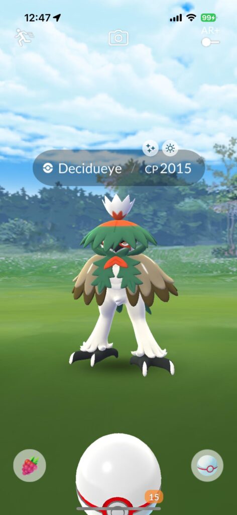 Got a shiny Hisuian Decidieye on my first raid!