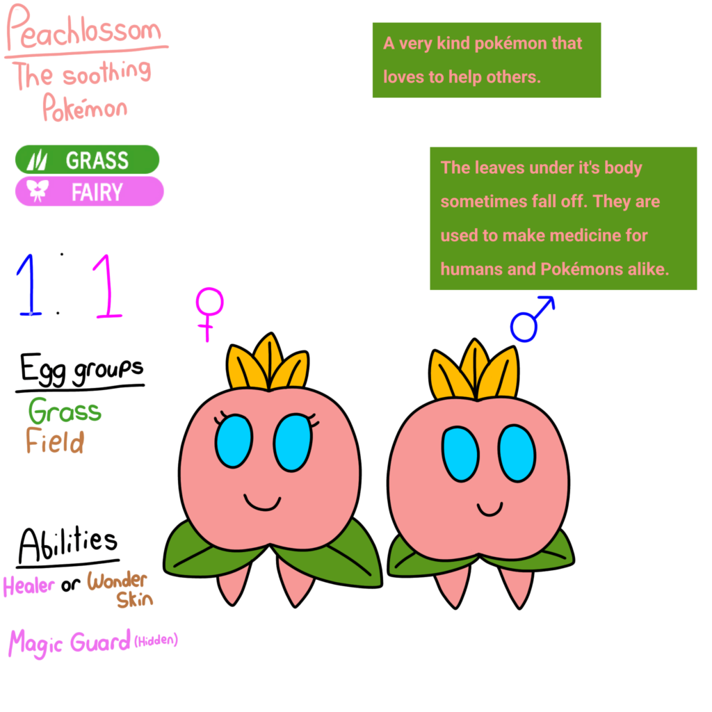 Polysula Pokémon 017 - Peachlossom, the soothing Pokémon.