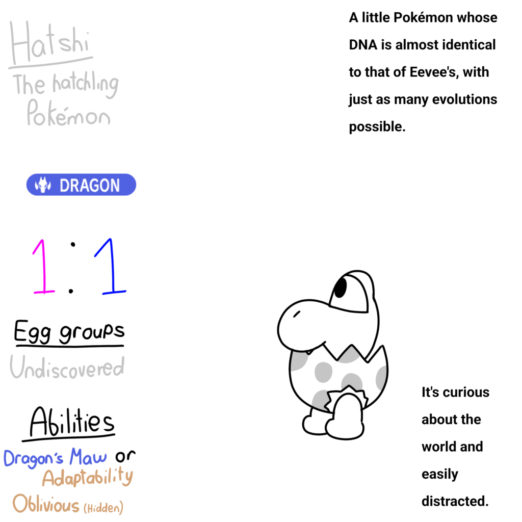 Polysula Pokémon 020 - Hatshi, the hatchling Pokémon.