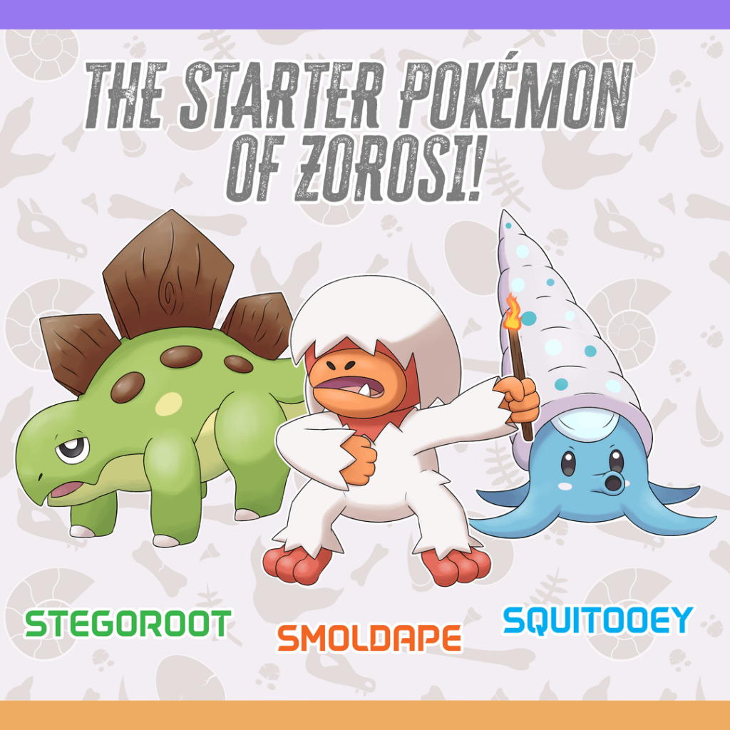 I've started a new region themed on Fossilmons and other Prehistoric Creatures! Meet the Starters!