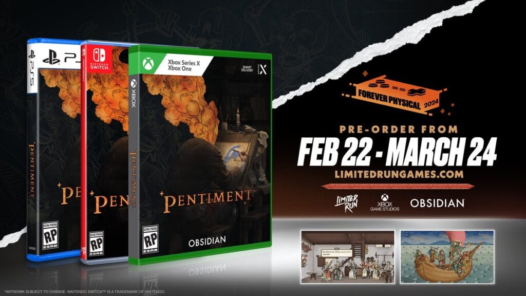 Pentiment is getting a physical release on Switch, available until March 24