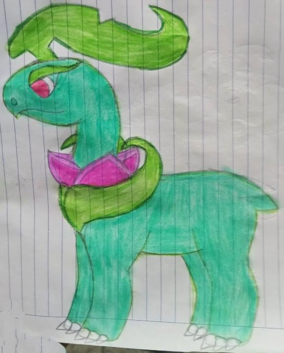 Forma alternativa de Meganium al evolucionar de un beayleaf al contar con una pluma aurora