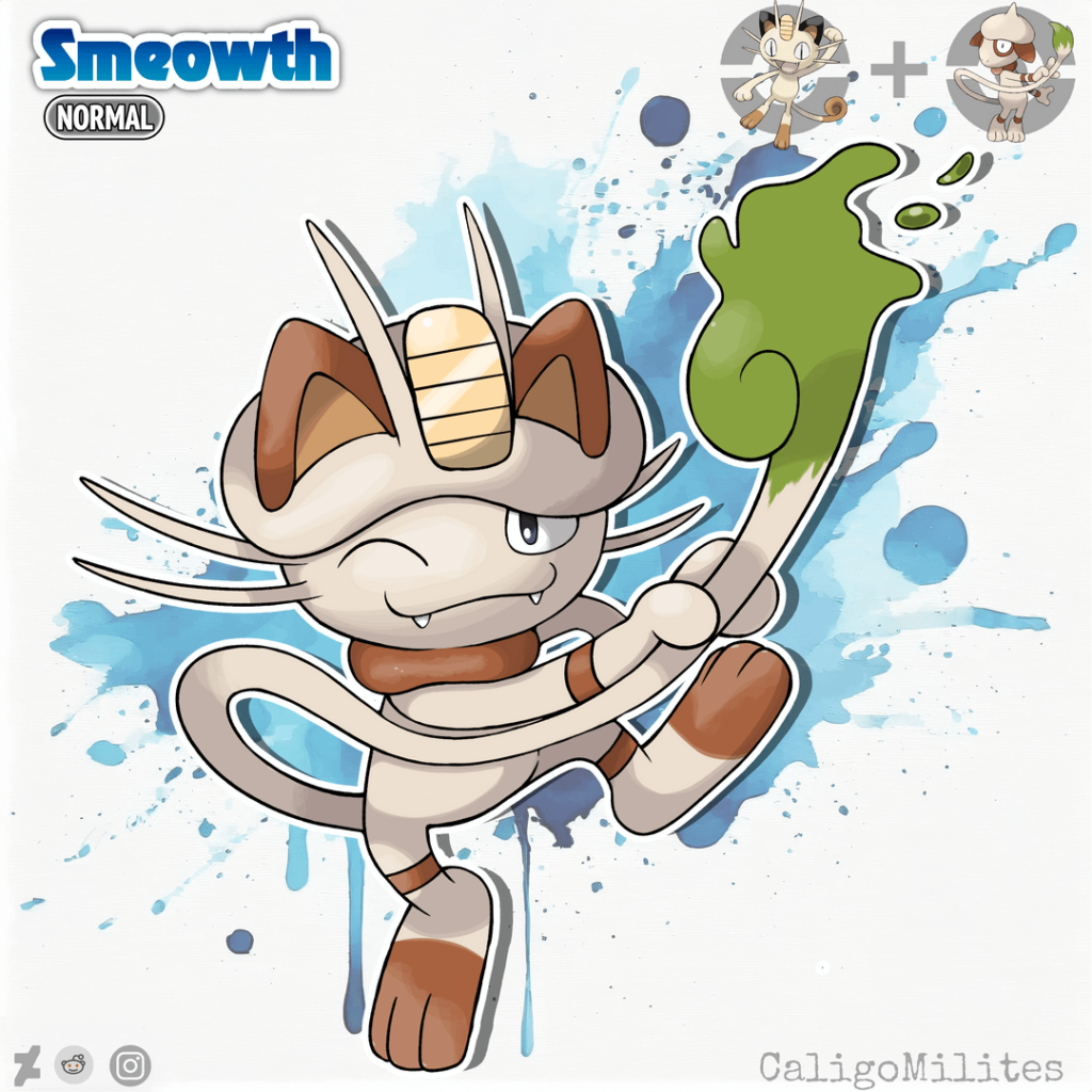 Fusion Meowth and Smeargle Pokemon Fakemon