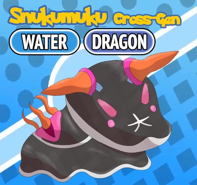 Snukumuku (water-dragon type), evolution of Pyukumuku. a while ago I saw someone on this reddit channel asking to draw an evolution of Pyukumuku based on sea snails, and I only did it now 😅