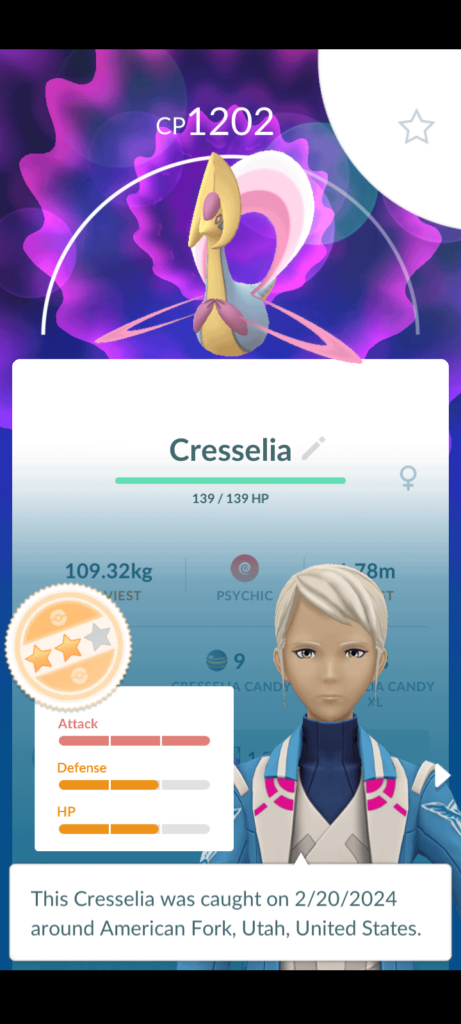 "So exciting to get a free Cresselia, I hope I get one with decent PVP stats!"