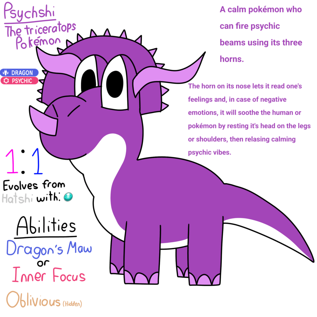 Polysula Pokémon 024 - Psychshi, the triceratops Pokémon.