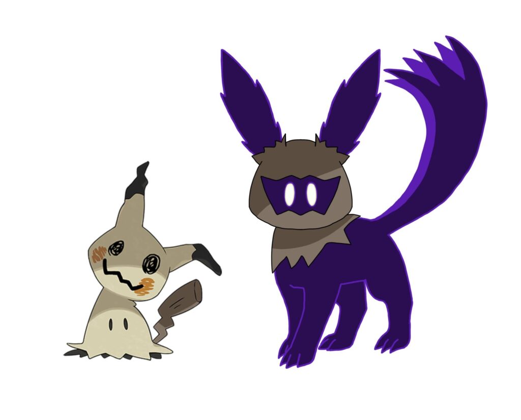 Introducing the next evolution of mimikyu… Ridikyu! (art by me and official mimikyu image used for comparison)