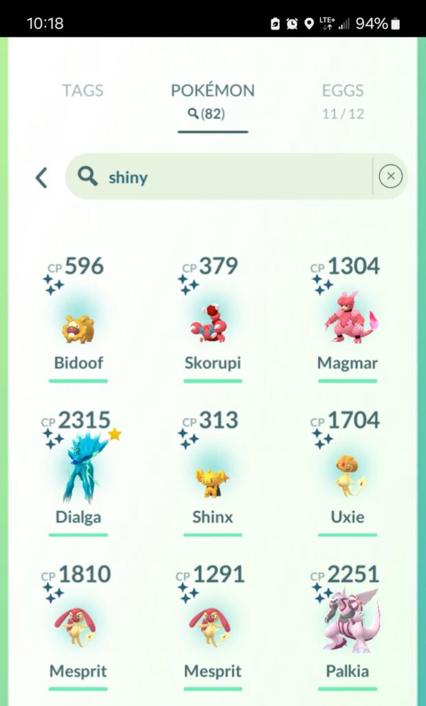 My shinies I caught at the Los Angeles Go Tour