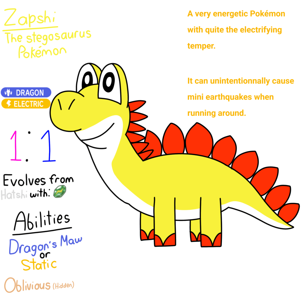 Polysula Pokémon 022 - Zapshi, the stegosaurus Pokémon.