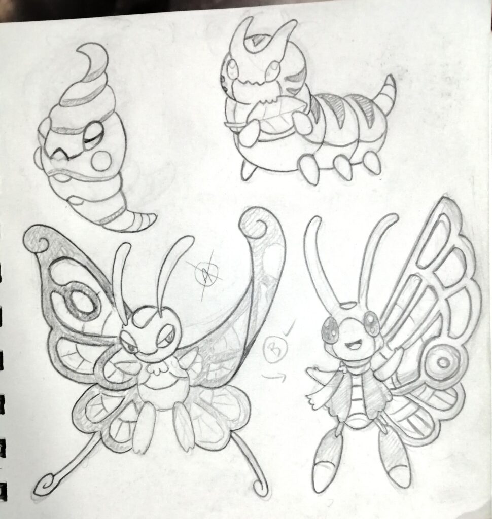 Part 4 of my redesign pokemon. Caterpie evo line.