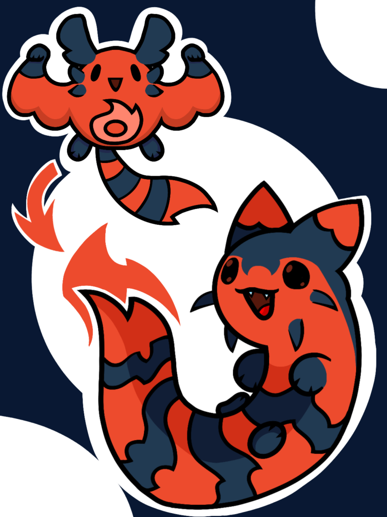Fire/Dragon type regional Sentret and Furret