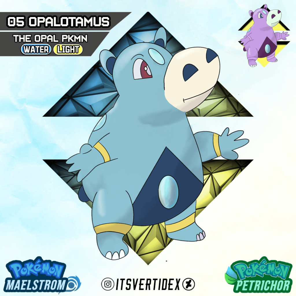Meet Opalotamus, the second stage water starter of the Suldana Region!