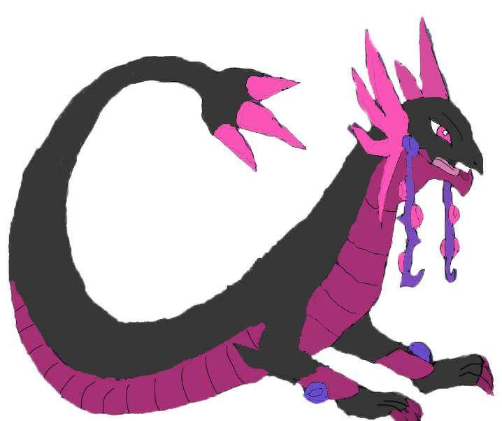 My first ever Fakemon, Hederwyrm. A Dragon/Fairy type. It was inspired by Ivy from Fire Emblem Engage and the Wyvern she rides on. (This was also my first ever digital drawing, if you couldn't tell, I just took a pic of the sketch I had for it and colored it in photoshop lol)