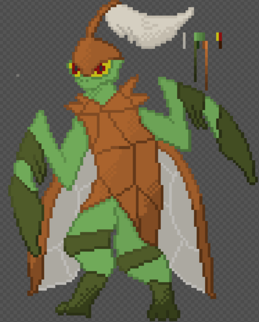 Bug/Fighting Pokemon currently without name for fangame. I am seeking criticism and suggestions, Thanks!