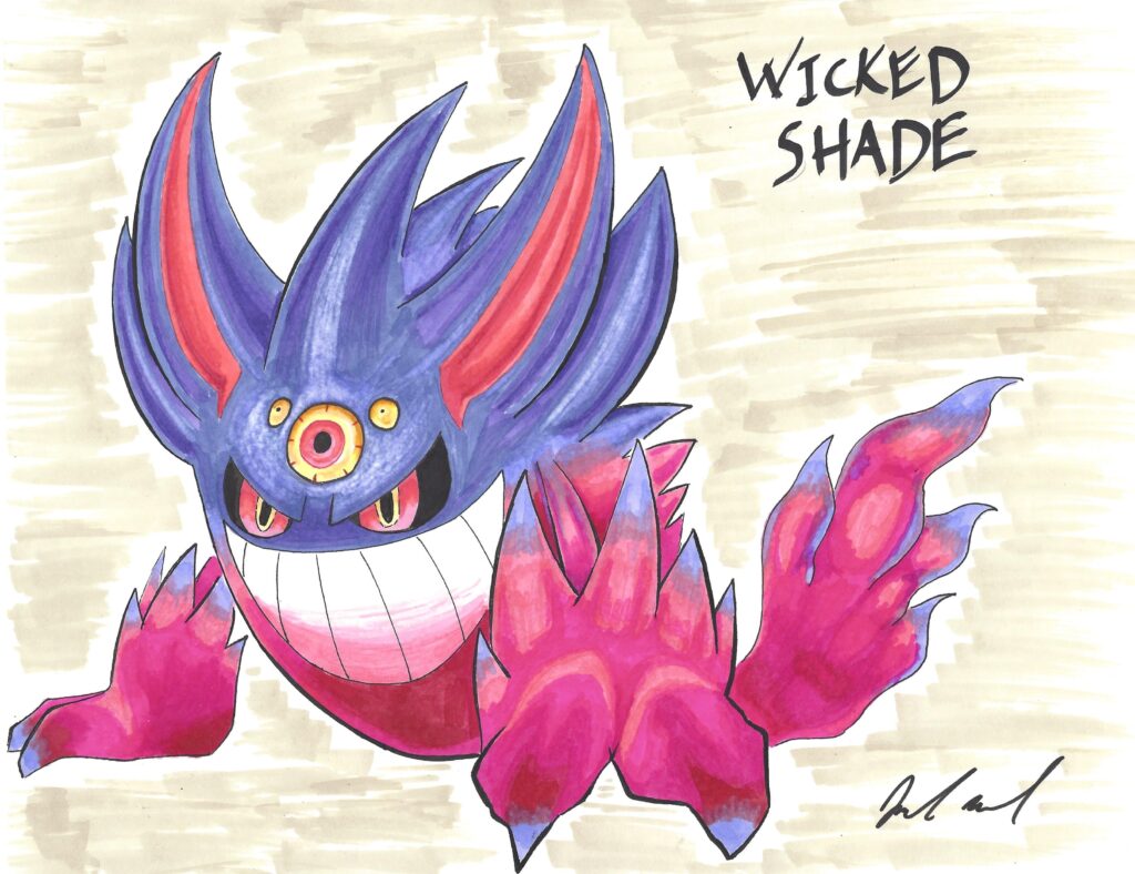 Hitting the buzzer beater before Pokemon Day 2024, I present to you, Wicked Shade! A past paradox version of Gengar!