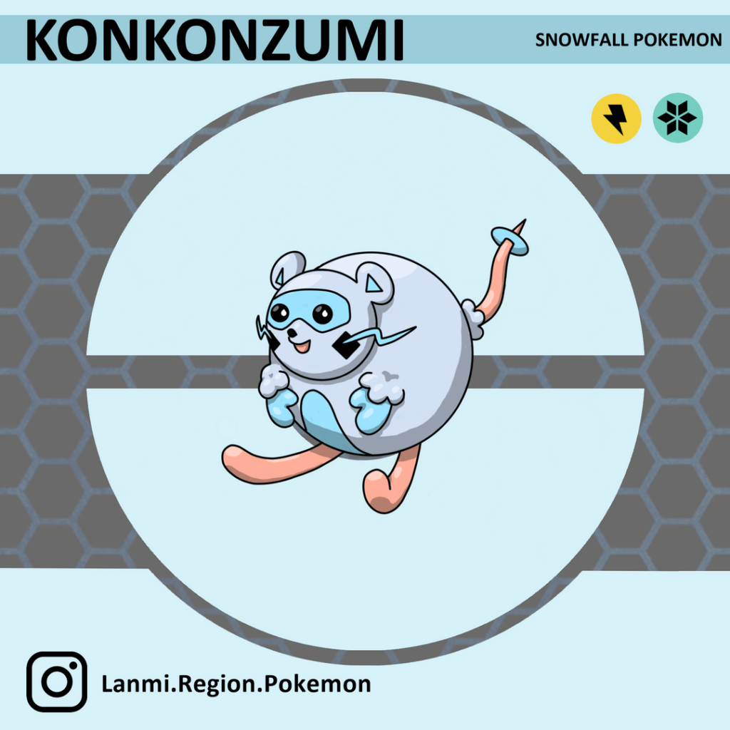 Zipping down the slopes, its Konkonzumi! The Lanmi Region's Pikaclone [OC]