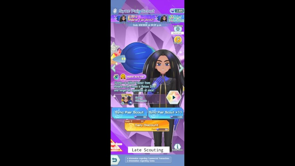 Scouting Geeta And Glimmora Master Fair Scout in Pokemon Masters EX