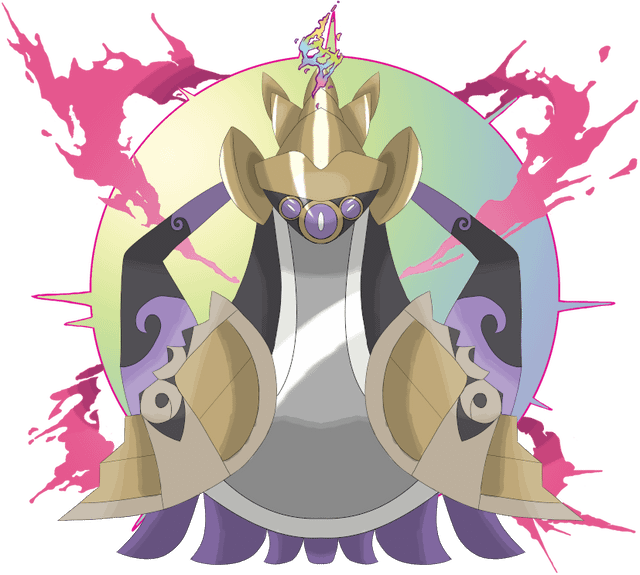 I return again with a New Mega: Aegislash still a ghost/Steel type and it has 2 potential Abilitys: No Guard like its Prevos or a New ability called: King o All (King of All increases the Damage done to Mega pokemon by 1.5x)