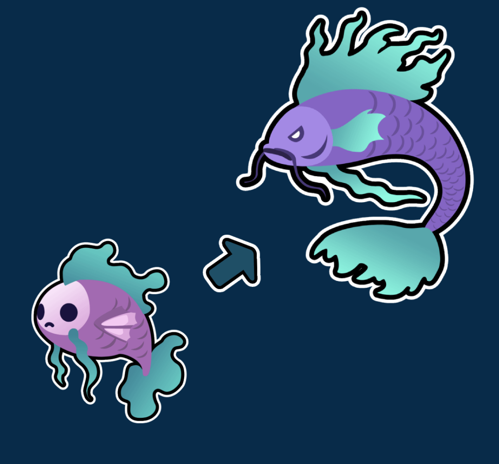 Ghost/Water Carp Fakemon. Do you think it needs a pre-evo or third-stage evo? Or would you prefer to leave it like that?
